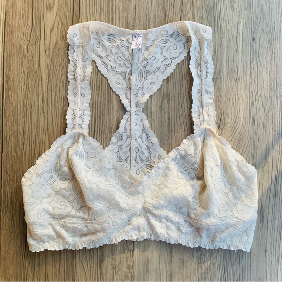 Free People Intimately Ivory Galloon Lace Racerback Bralette | Large - Picture 2 of 7